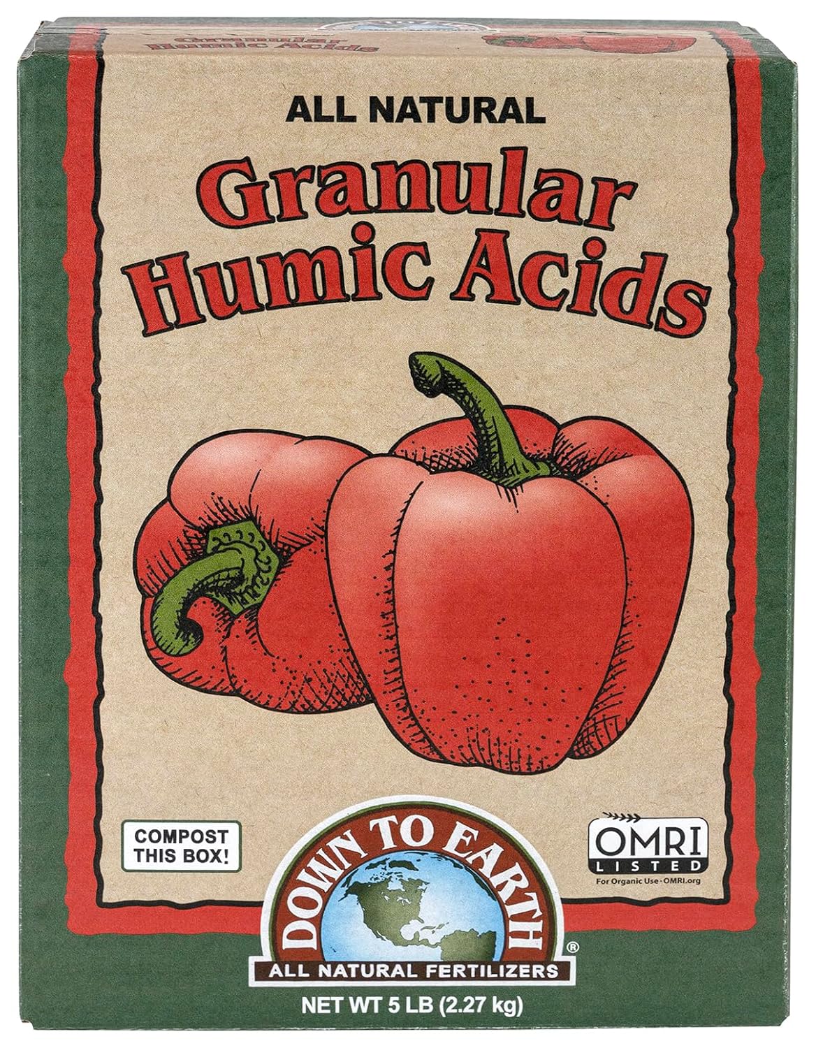 Down To Earth All Natural Fertilizers Organic Granular Humic Acids - Soil Amendment Adds Carbon, Increases Nutrient Uptake, 5 lb