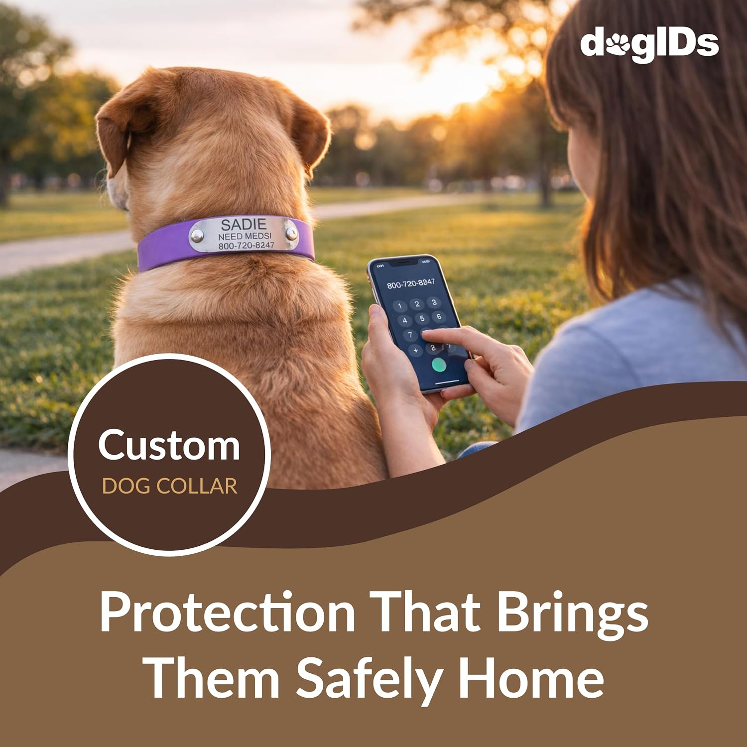 dogIDs Personalized Dog Collar – Custom Waterproof Soft-Grip Biothane with Laser-Engraved Nameplate, Durable & Odor-Resistant, USA Made | Red, 1 in x 16 in (Fits Necks Size 14-18 in)
