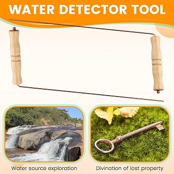 Copper Dowsing Rods Kit for Divination Tool - Natural Wooden Handles Divining Rods