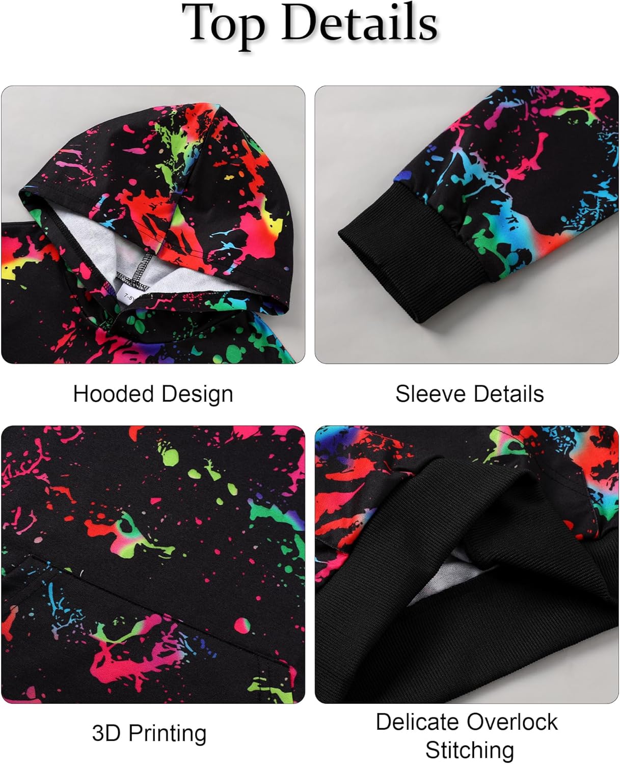 Boy 2 Pcs Clothes Cool 3D Printing Long Sleeve Hoodie & Sweatpants Outfit for 5-12 Years - Image 2