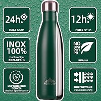 Mont-Clair Rozsdamentes Acél Termosz 750ml - Szivárgásmentes Ivópalack, 24 Órás Hideg, 12 Órás Meleg Ital, BPA-mentes, Sötétzöld, Túrázáshoz 2