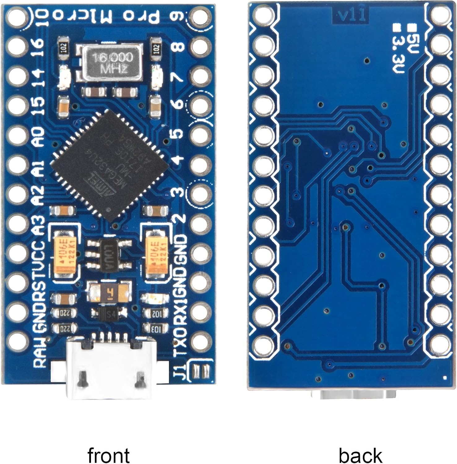 OSOYOO Pro Micro ATmega32U4 5V/16MHz Module Board with 2 Row pin Header Replace with ATmega328 Pro Mini for Arduino