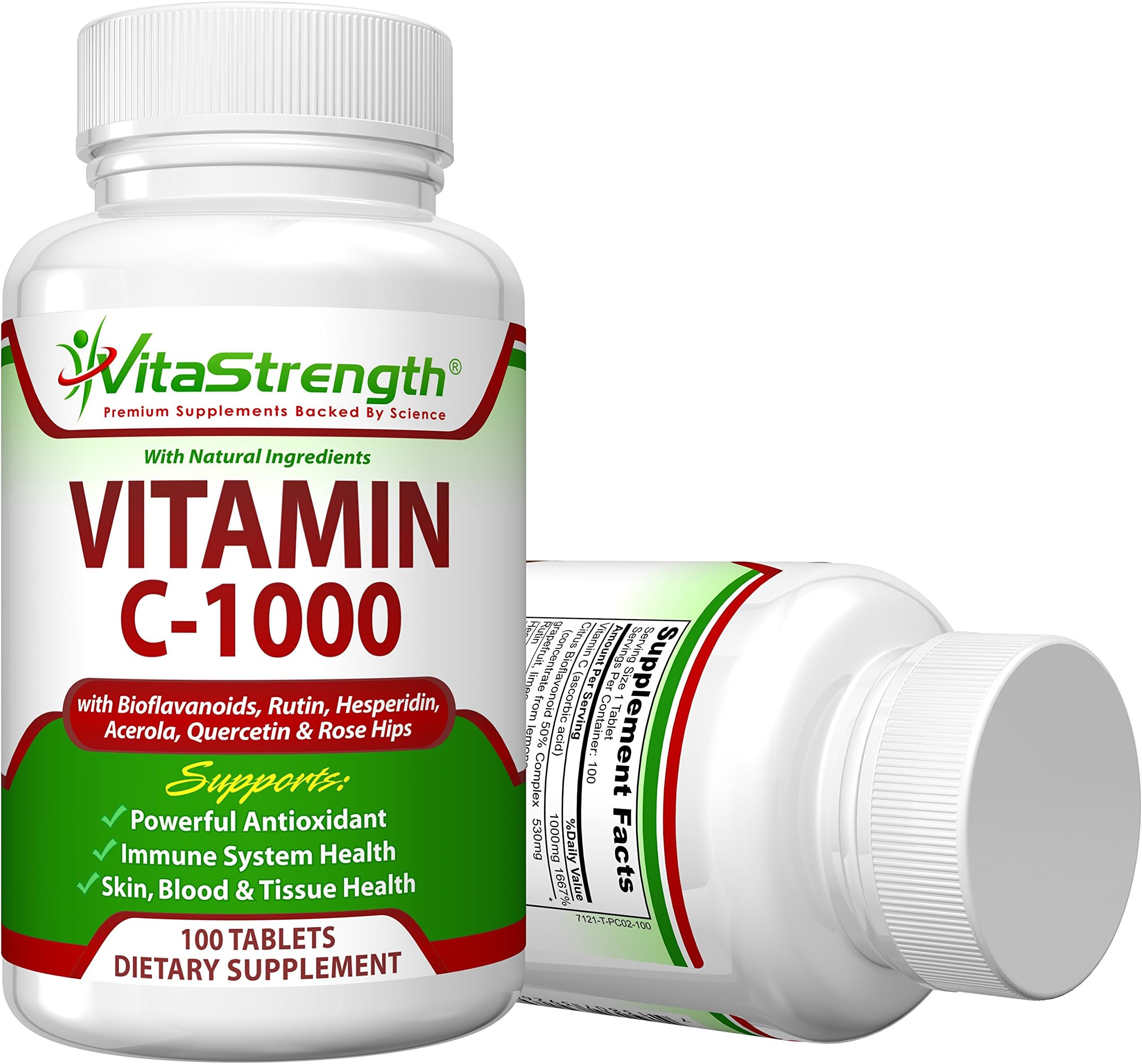 Vitamin C-1000 Complete Complex with Bioflavonoids, Rutin, Aceroia, Hesperidin, Quercetin and Rose Tips- 1000 Milligrams - Immune Support System Health - 100 Days Worth