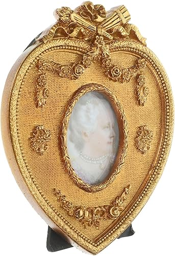 VOSAREA Marco de fotos pequeño con forma de corazón antiguo, marco de fotos vintage, para colgar en la pared, decoración del hogar, galería de fotos