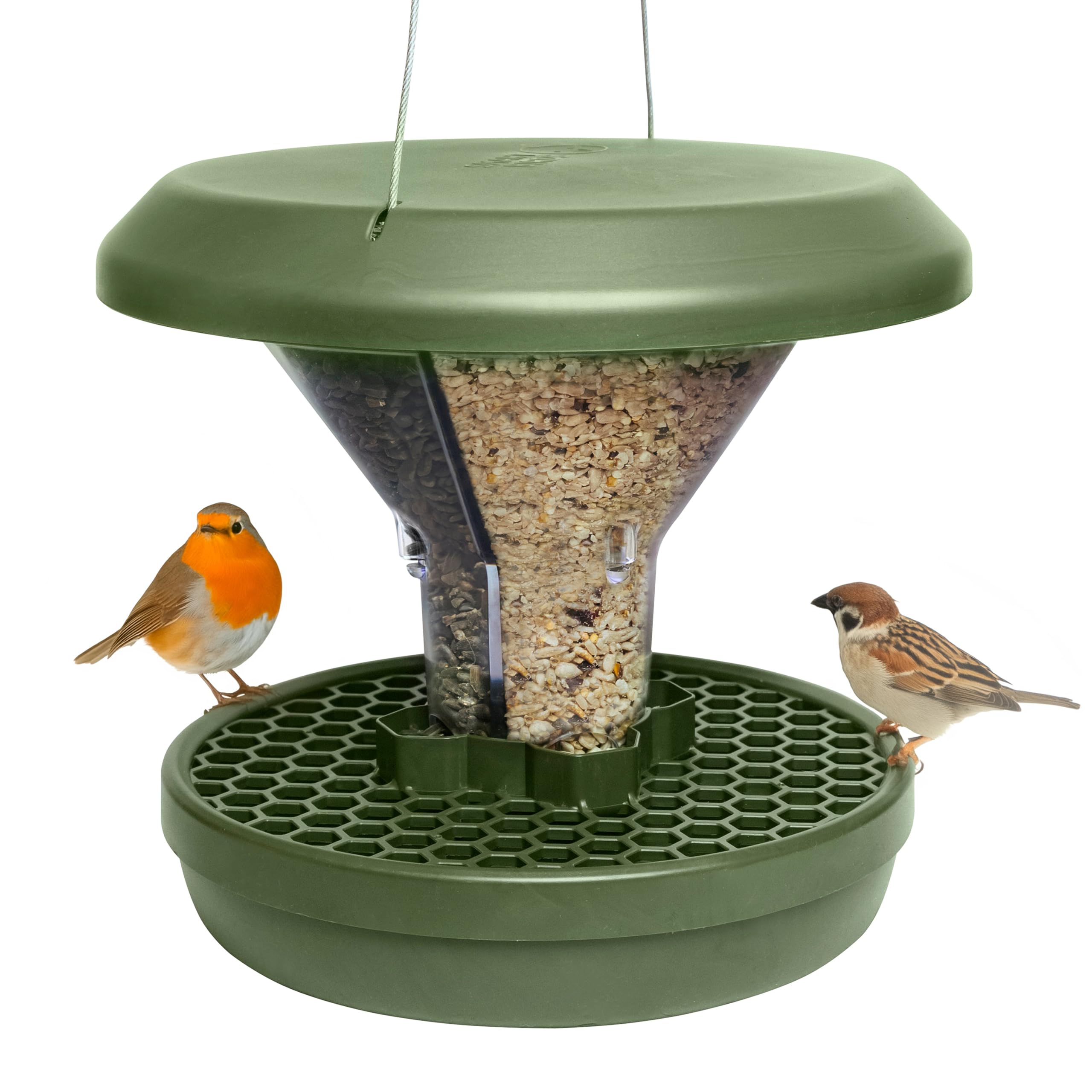Distributeur graines oiseaux sauvages avec plateau récupérateur SWISSINNO