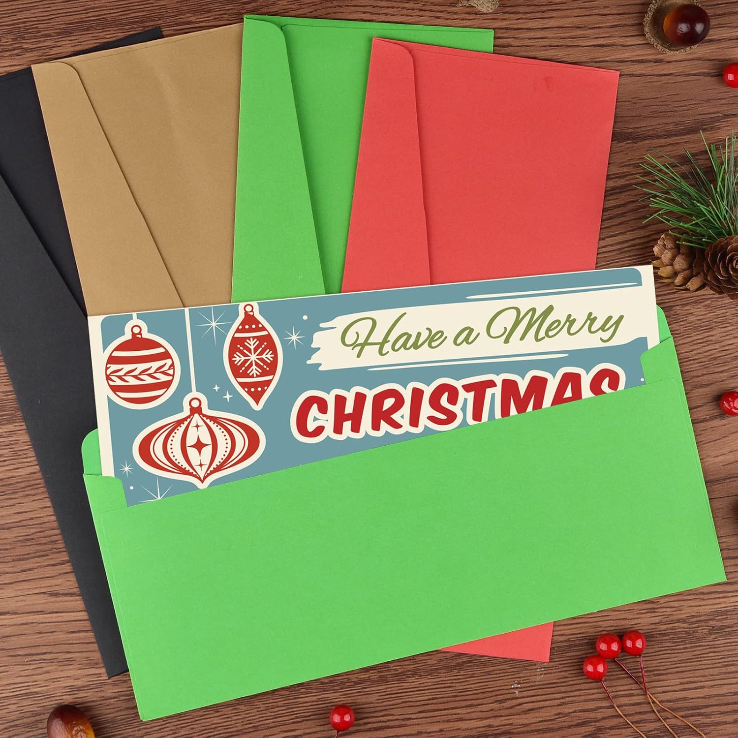 500 Pieces #10 Regular Bussiness Envelopes Bulk (9.45 x 3.94 Inches) Christmas Greeting Card Envelopes Perfect for Checks, Invoices, Letterhead, Letters, Currecy (Red and green)