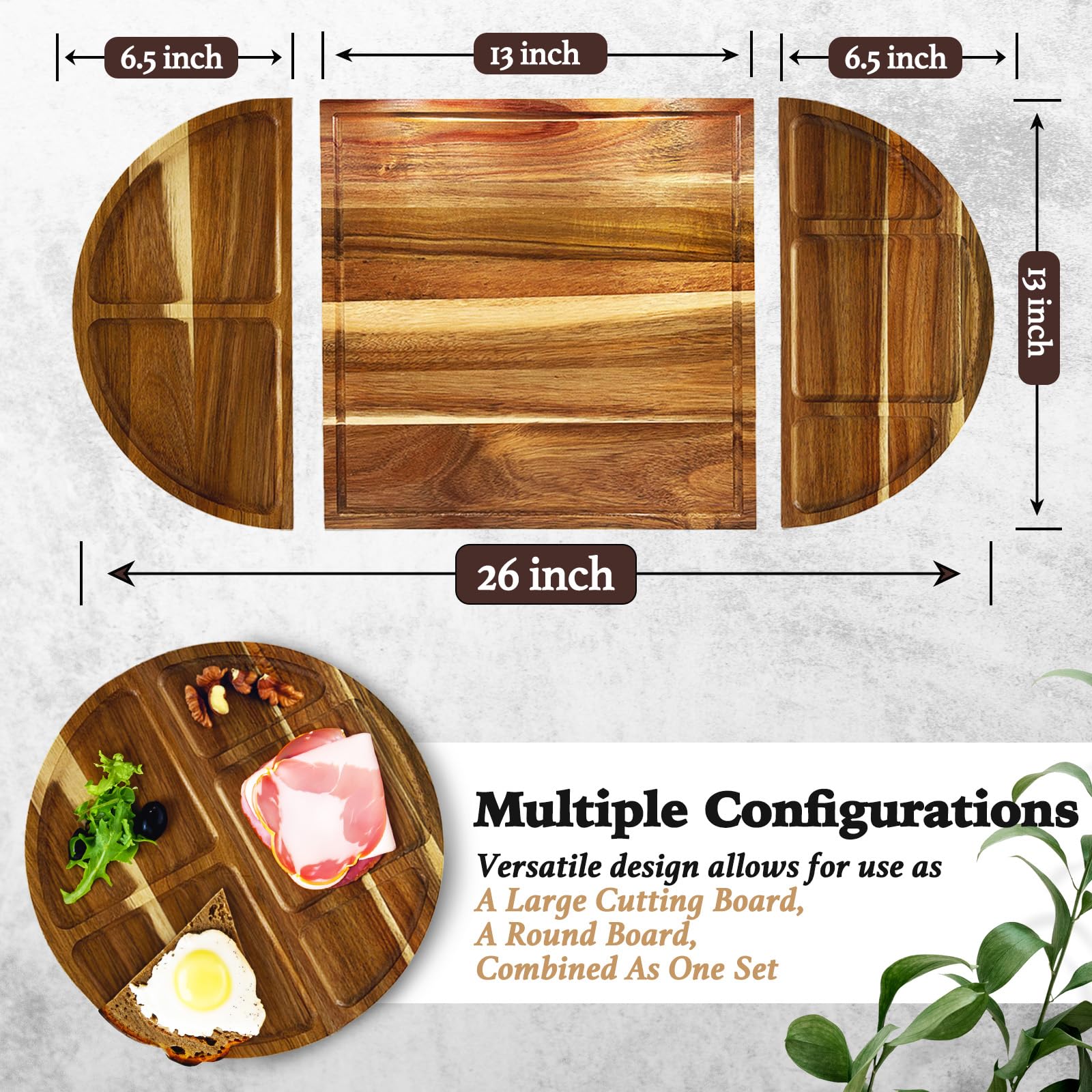 Juego de tablas de embutidos: conjunto magnético 3 en 1 de madera de acacia para queso, regalos únicos para el día de la madre para mamá, regalos de inauguración de la casa, regalos de boda para