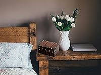 Vista 7 de Cofre de madera y cuero de 8.3 pulgadas con forro de terciopelo, caja de madera de pentáculo con grabado de pentagrama, suministros Wiccan