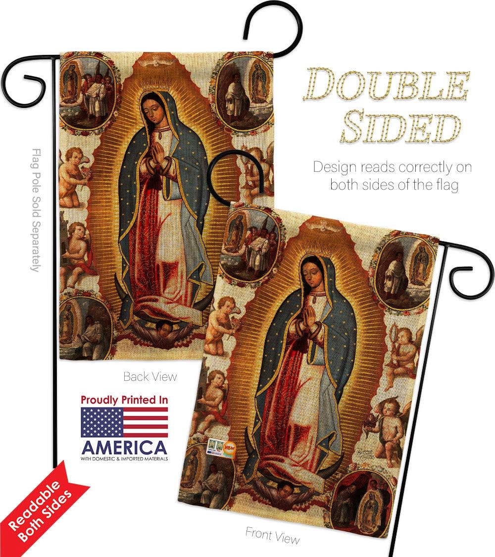 Faith Our Lady of Guadalupe Garden Flags Pack Religious Hope Grace Peace Dove Christian Religion Easter USA Vintage Applique Small Decorative Gift Yard House Banner Double-Sided US Made 13 X 18.5