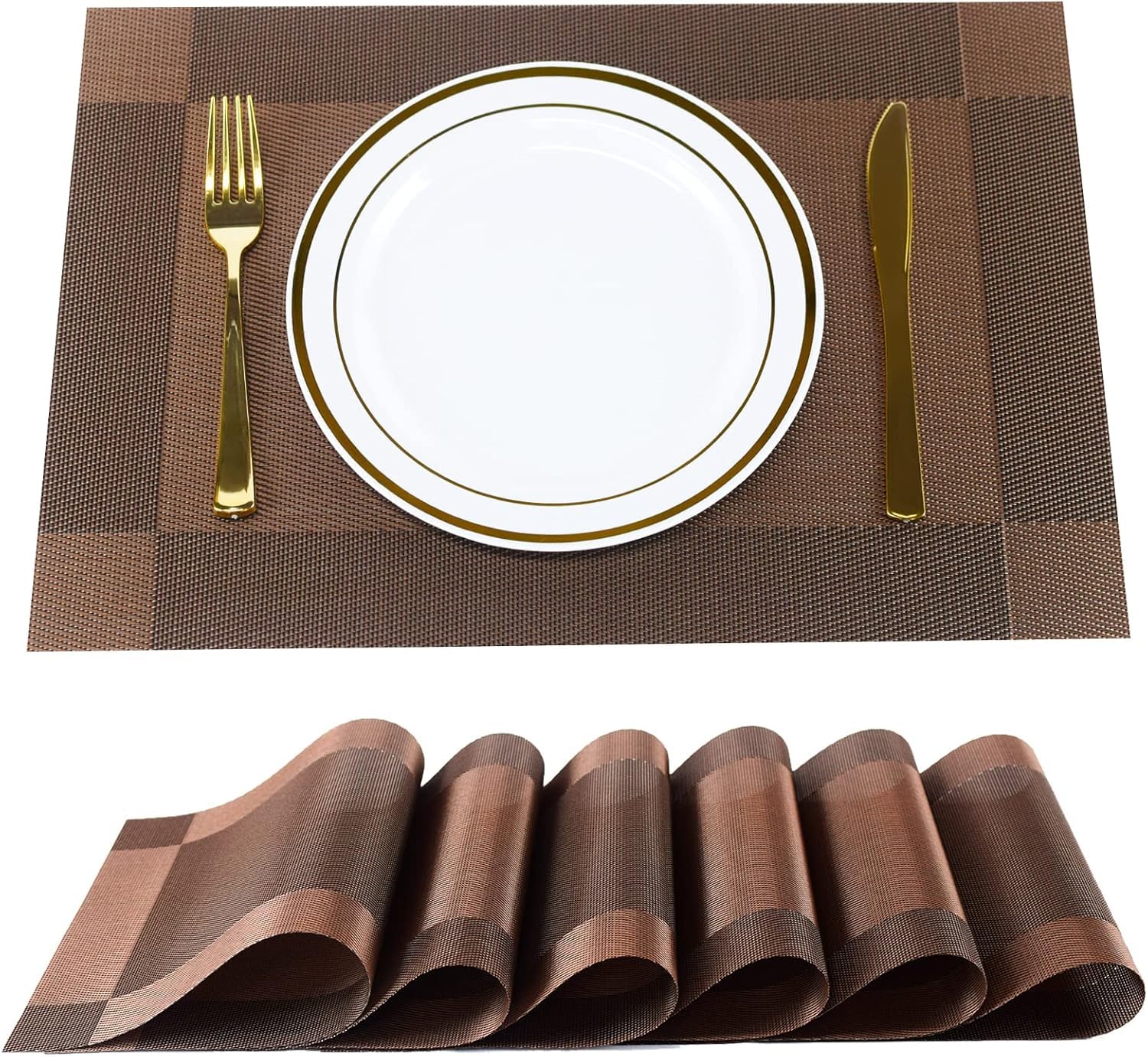 GKN Washable PVC Heat Resistant Colorful Table Place Mats for Kitchen Dining Table Mates Washable Heat-Resistant for Dining Table (Gray, Pack of 6) — Amazon image 10