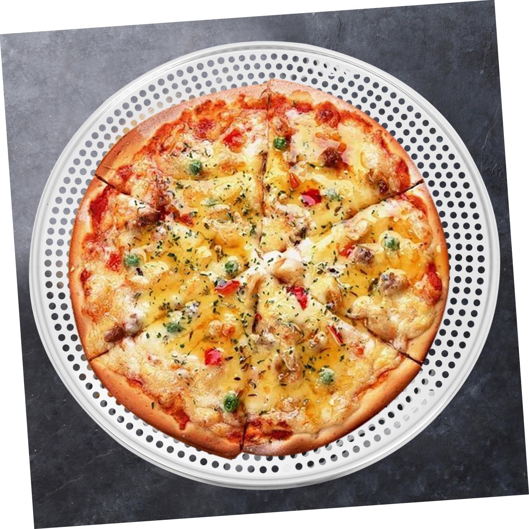 NUOBESTY Pizzablech 40cm Durchmesser mit Antihaftbeschichtung aus Aluminium Rundes und Perforierter Oberfläche für Hausgebrauch und Kaffeehäuser