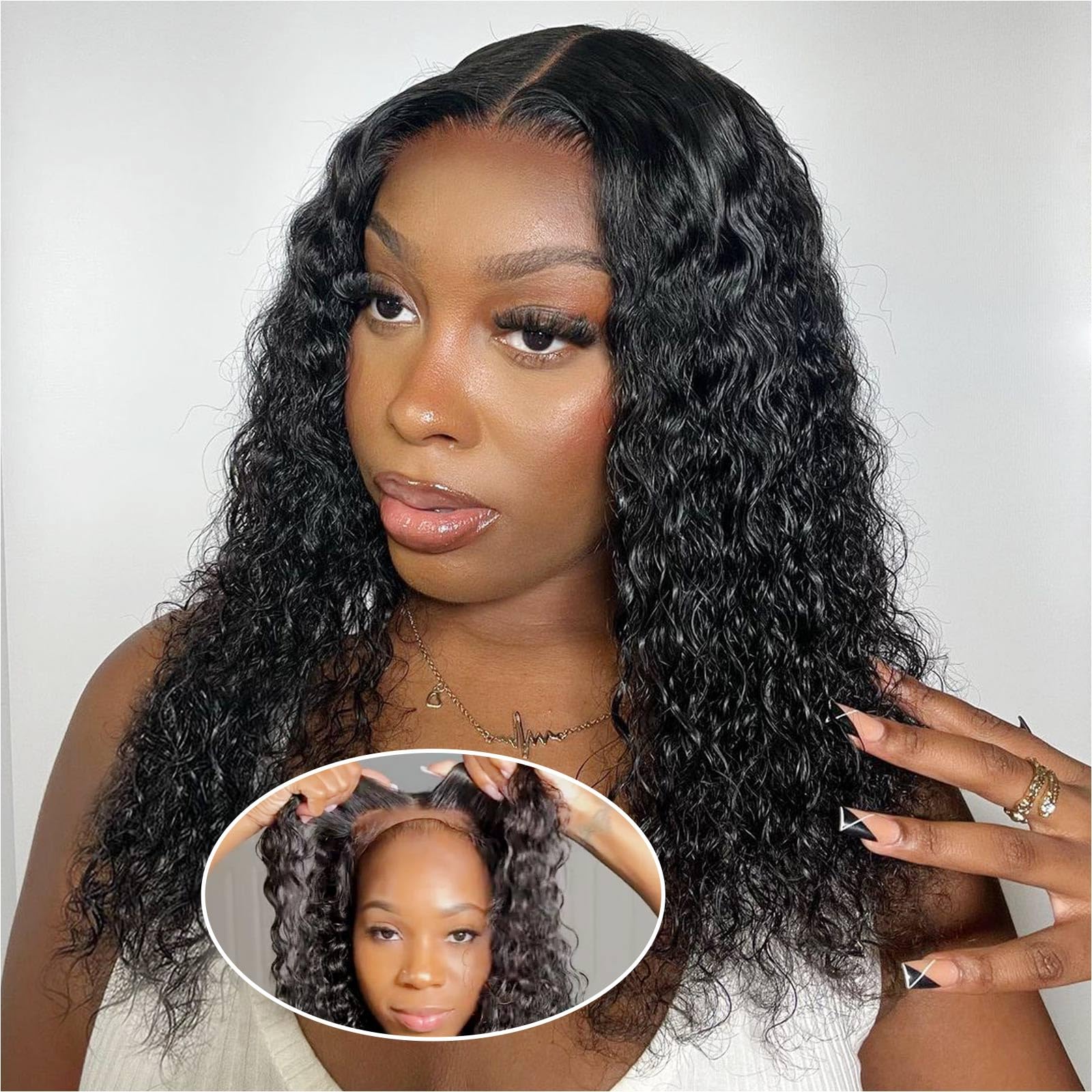 Ailwelia Curly 5x5 Bob Wig For Black Women Wear And Go Glueless Wig Deep Wave Bob Wig Human Hair Glueless Wigs Human Hair Pre Plucked 5x5 Hd Lace Closure Wigs Human Hair 16 Inch