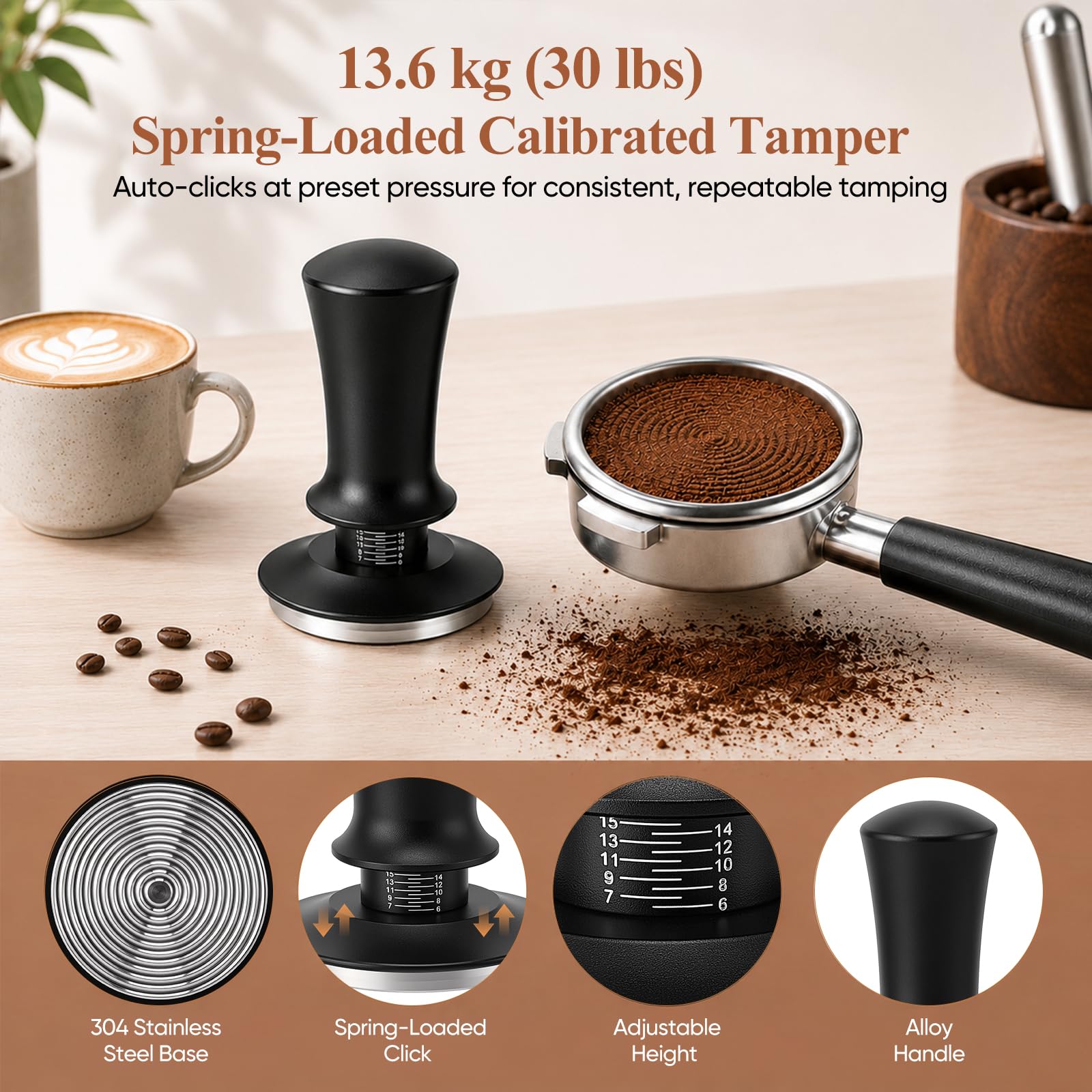 Kit Barista 9 Piezas, Tamper de Café de 51mm, Accesorios de Espresso | Barista Accesorios Cafetera con Tamper, Distribuidor, WDT Tool, para Máquina Espresso Portafiltro