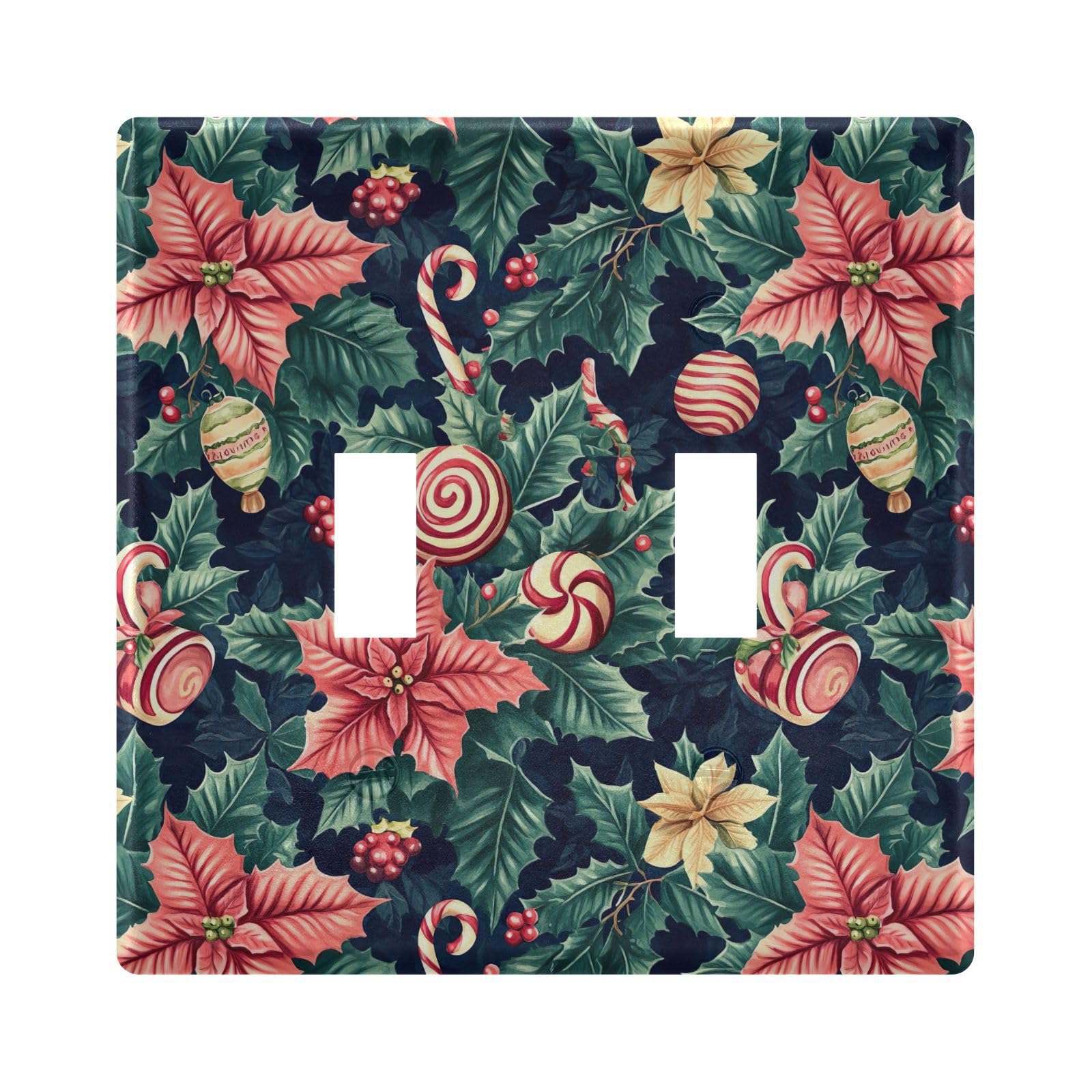 UMIRIKO Christmas Candy Poinsettia Light Switch Cover Plate Covers Decorative Double Toggle Home Decor 202b7087