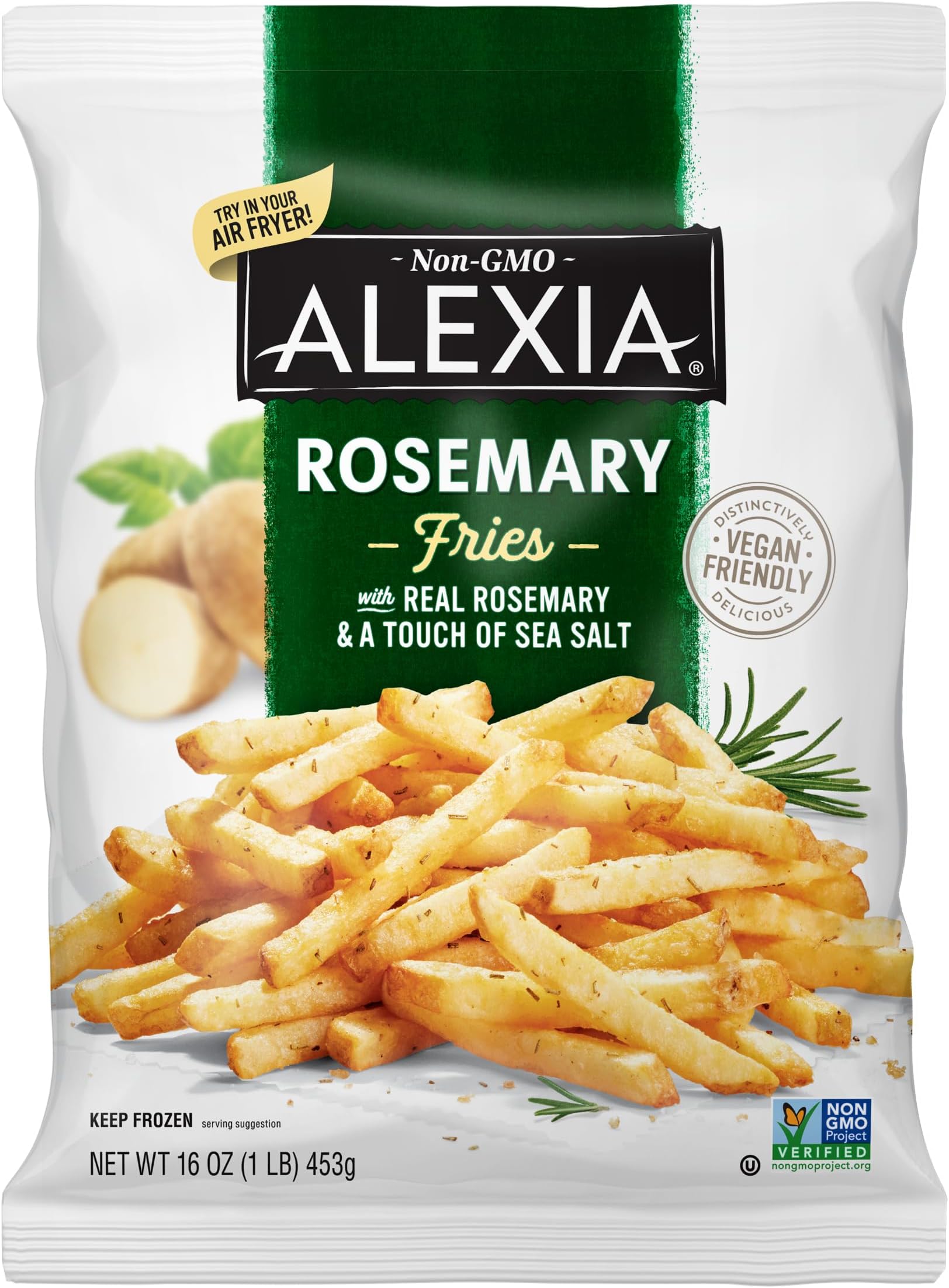 Alexia Crispy Rosemary Fries with Sea Salt, Non-GMO Ingredients, 16 oz (Frozen)