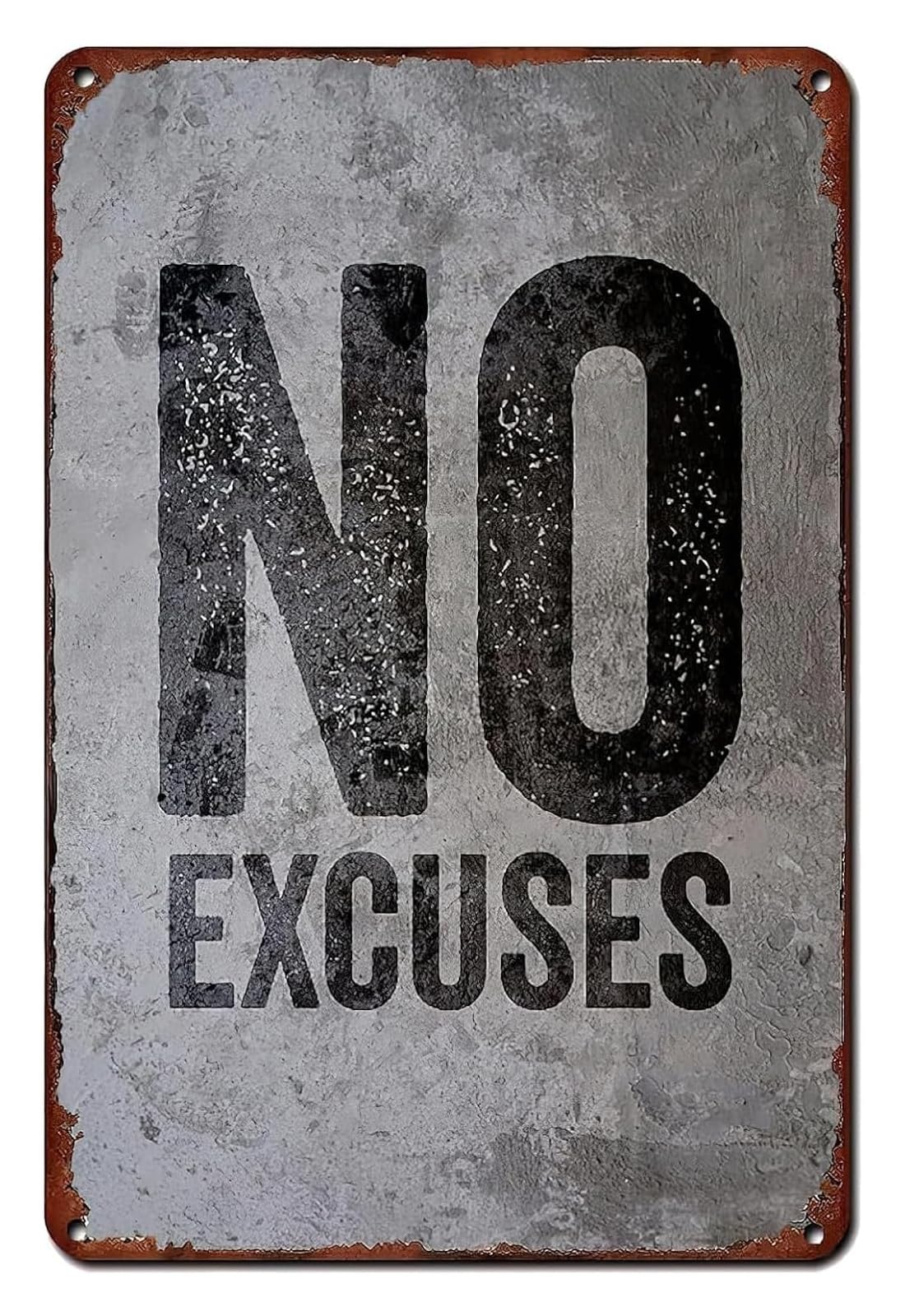 IDGTTLDF Vintage Fitness Sign Motivational No Excuses Workout Quote Metal Wall-Art for Gym Home Office Bar Man Cave 8 X 12 inch