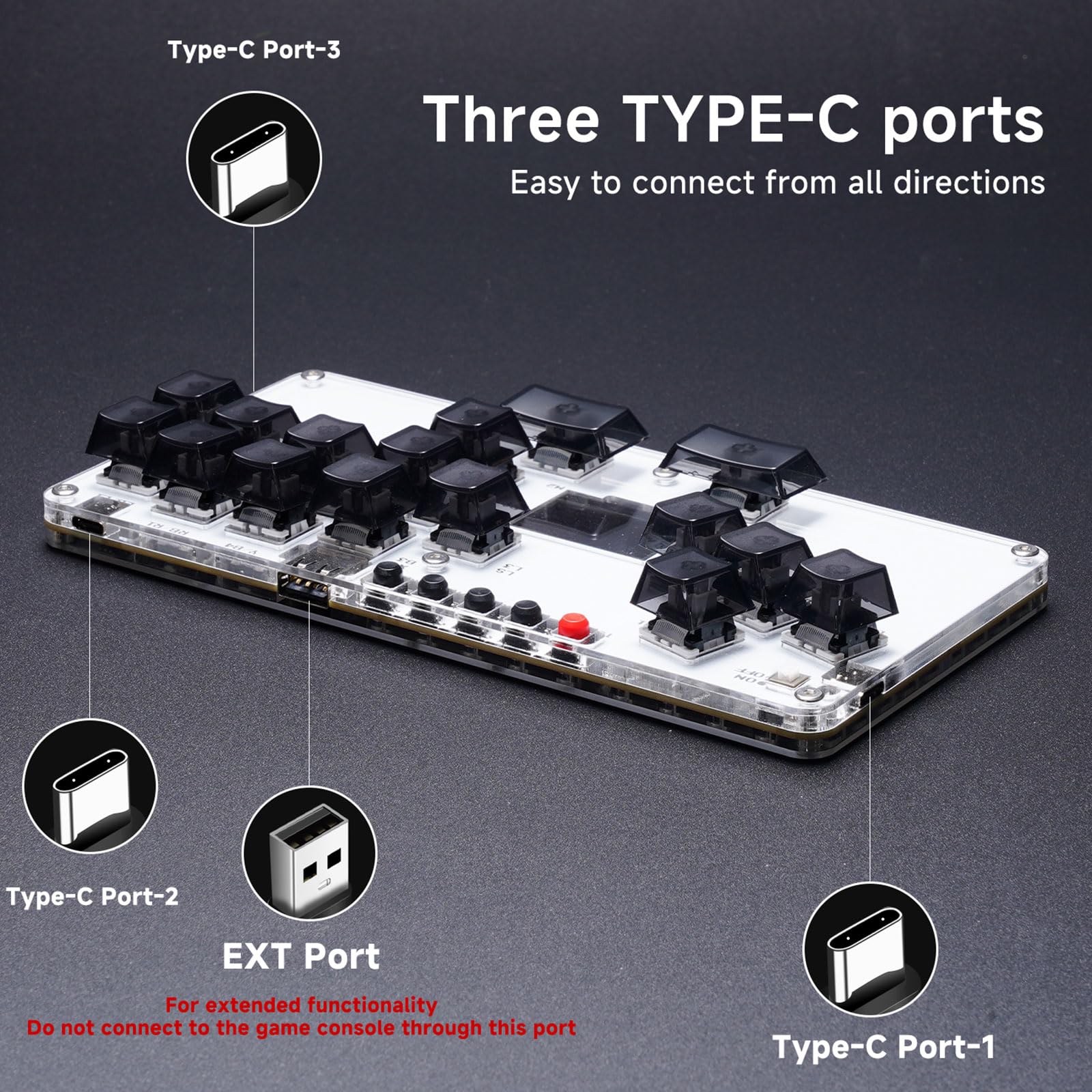 Greabuy Tastiera da gioco 16Keys All Button Controller per PC Arcade Stick con Arcade di luce