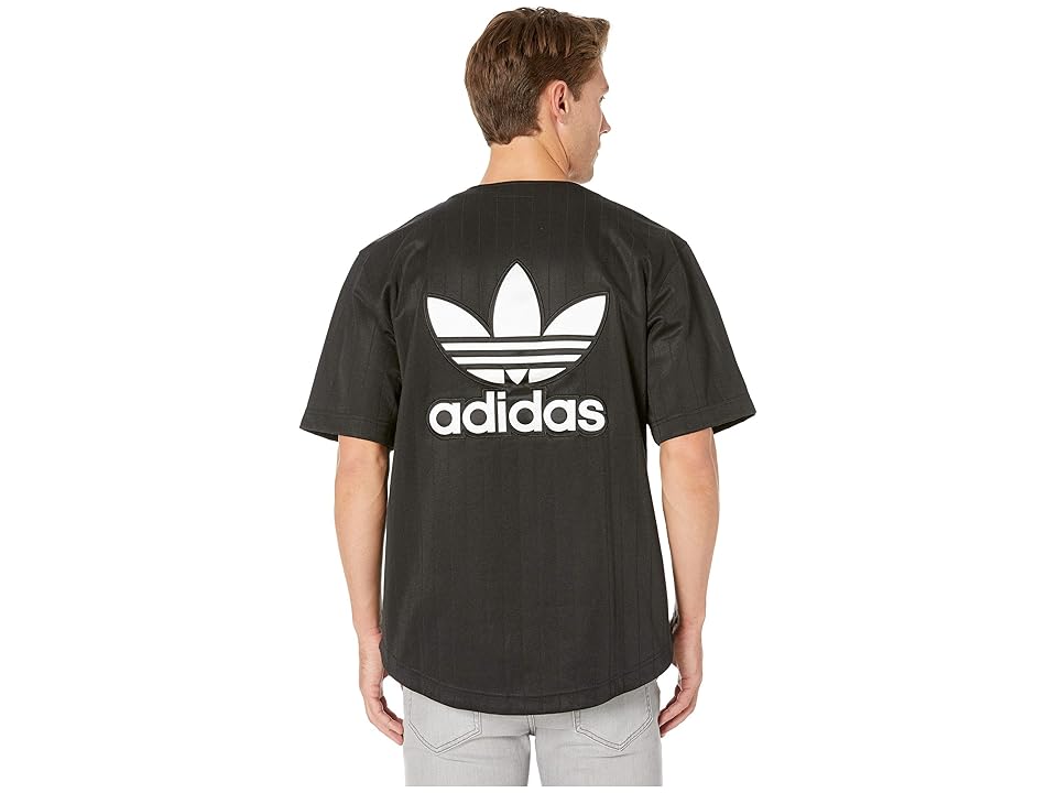 

adidas Originals Satin Baseball Jersey (Black/White) Men's Short Sleeve Pullover