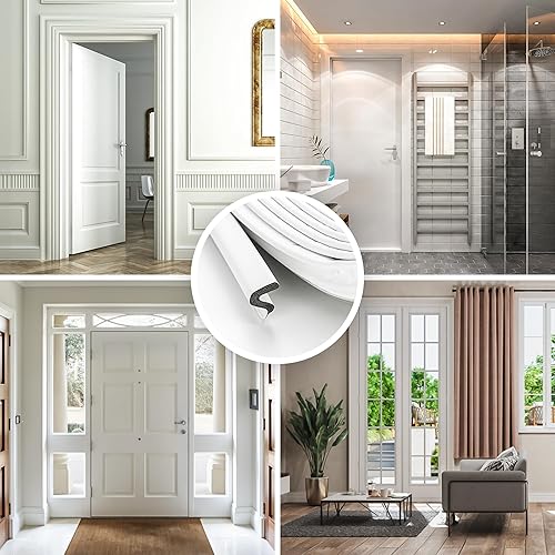 Miniatura 26 de Burlete de sellado de puerta – Espuma insonorizada en forma de Q para marco de puerta exterior, sello de espacio grande, cancelación de ruido, fácil