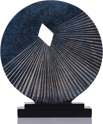 Escultura azul para decoración del hogar, estatua de línea redonda única, decoración moderna del hogar, estatua de panel decorativo para sala de