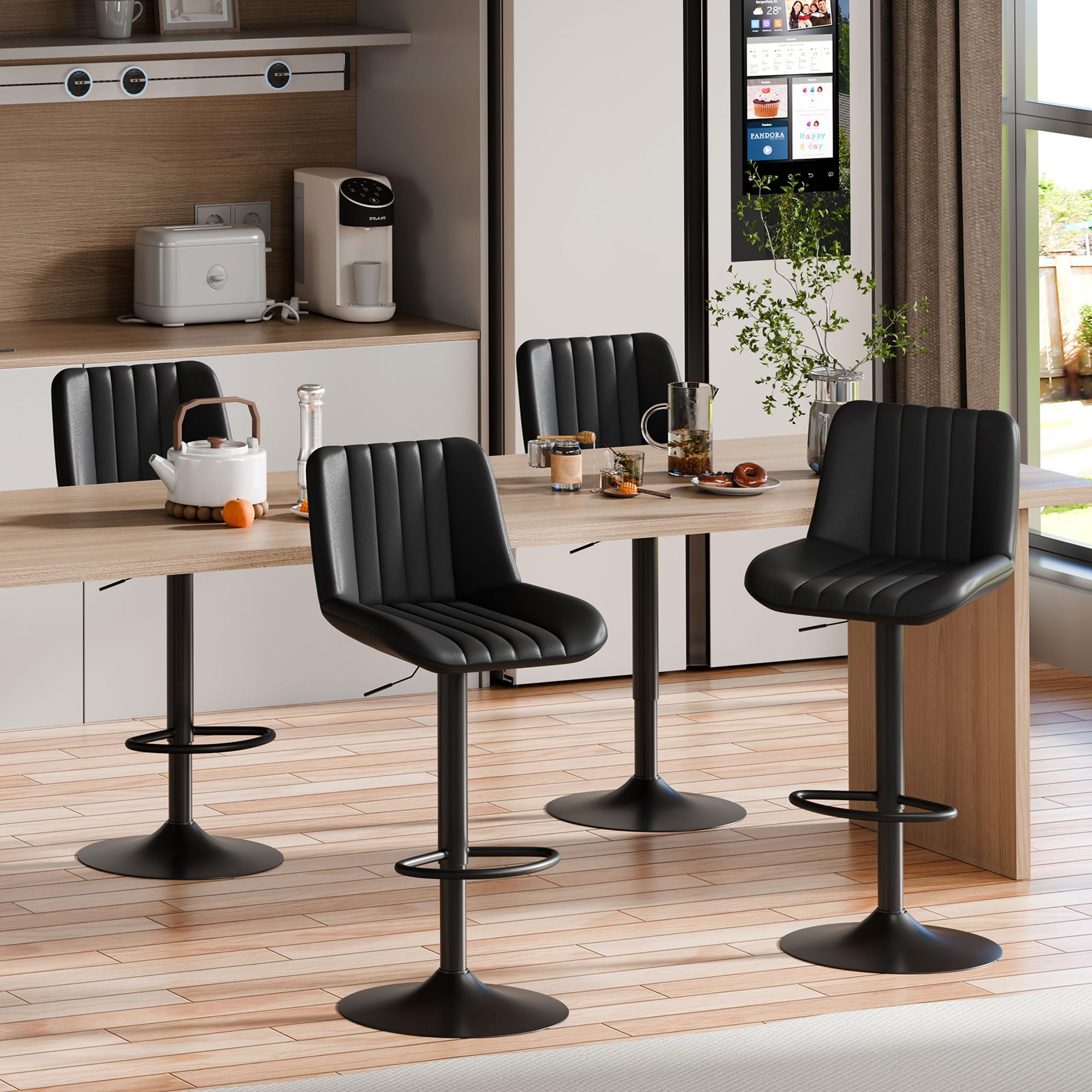 Shintenchi Swivel Bar Stools Set Of Adjustable Faux Leather
