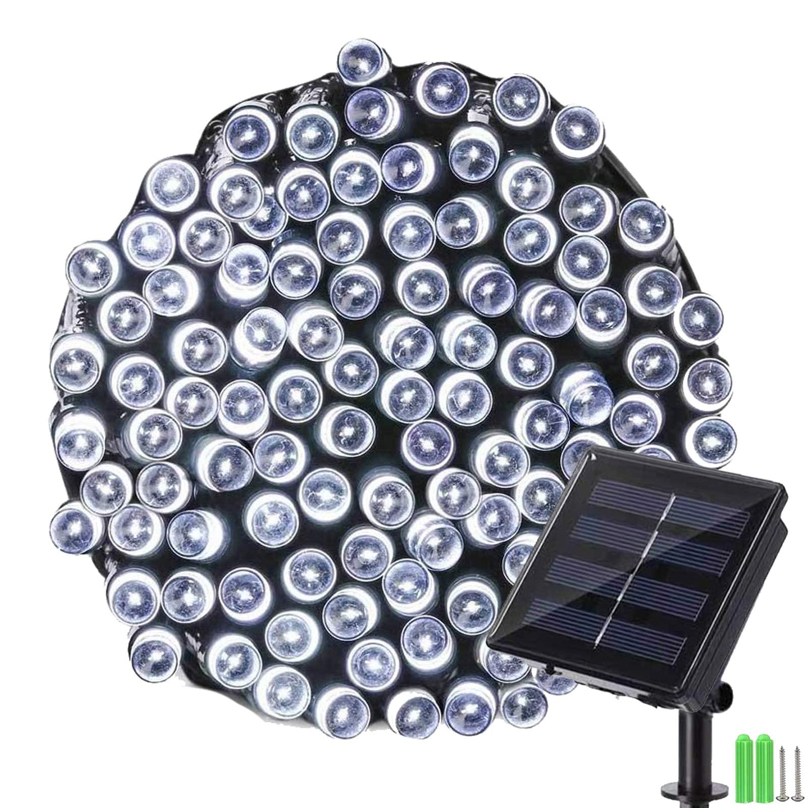 NEXVIN Guirnalda Luces Exterior Solar 20M 200 LED Luces Navidad Exterior Solares Blancas,Cadena de Luci Navidad, 8 Modos, Decorativas Impermeable para Arbol, Patio, Jardin