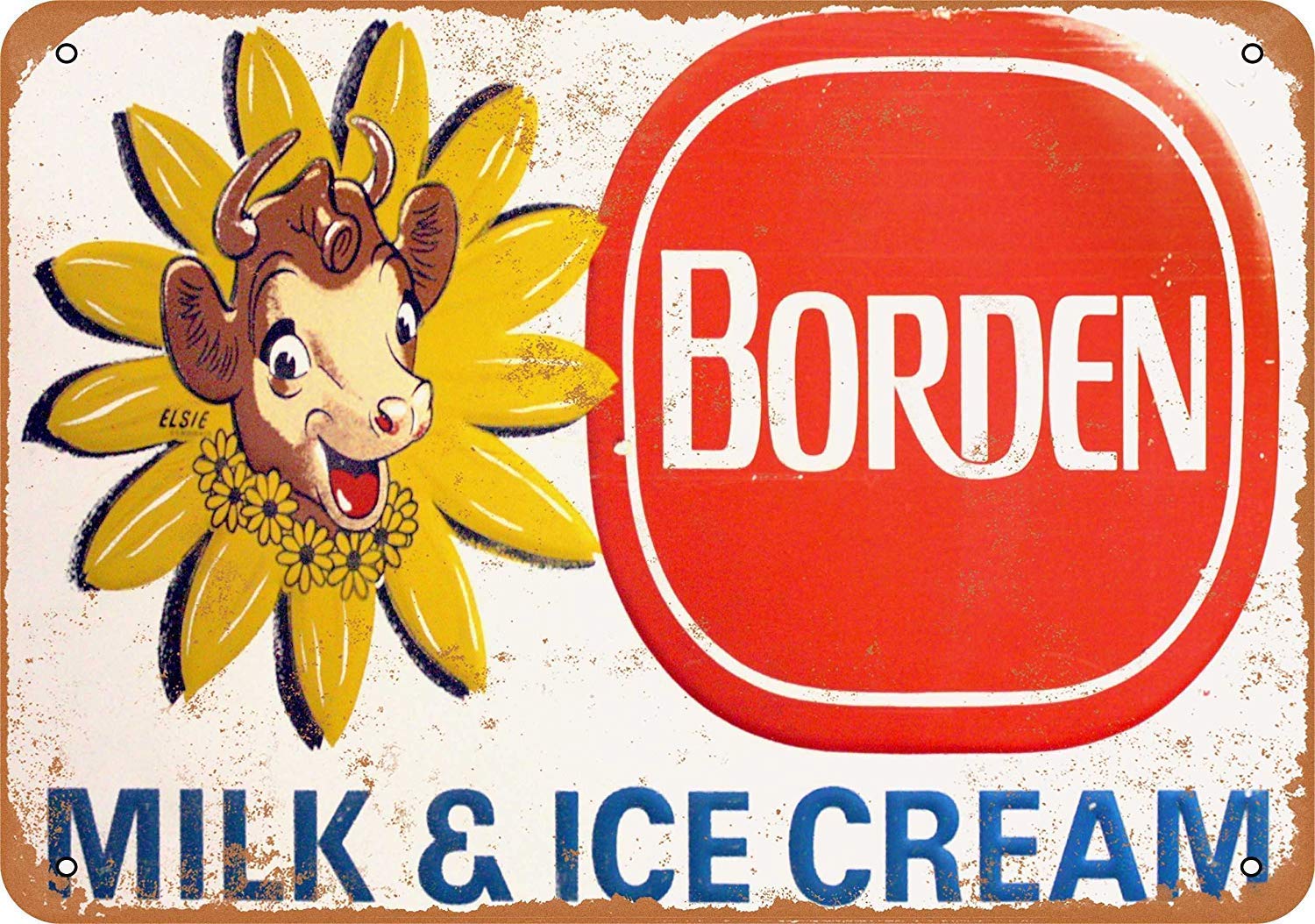 Saraheve 8 x 12 Tin Metal Sign - Vintage Look Borden Milk and Ice Cream Bar Cafe Home Wall Art Deco Gift Plaque