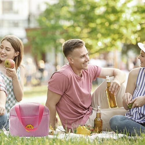 Miniatura 2 de Lonchera para mujeres, niñas y hombres, lindas bolsas de felpilla con cara sonriente, reutilizable, aislada, gran capacidad, reutilizable, aislada,