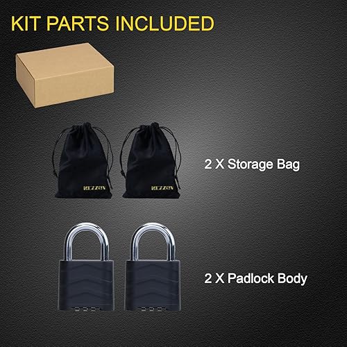 Miniatura 6 de Candado combinado para exteriores, 2.2 pulgadas, 2.205 in, ligero, resistente a la intemperie, 4 digitales, cuerpo de aluminio de seguridad, para