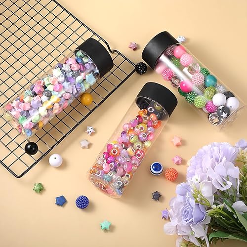 Miniatura 6 de 24 botellas de plástico transparente, botellas sensoriales vacías con tapas, jugo de plástico PET, reutilizable, a prueba de fugas, contenedor de