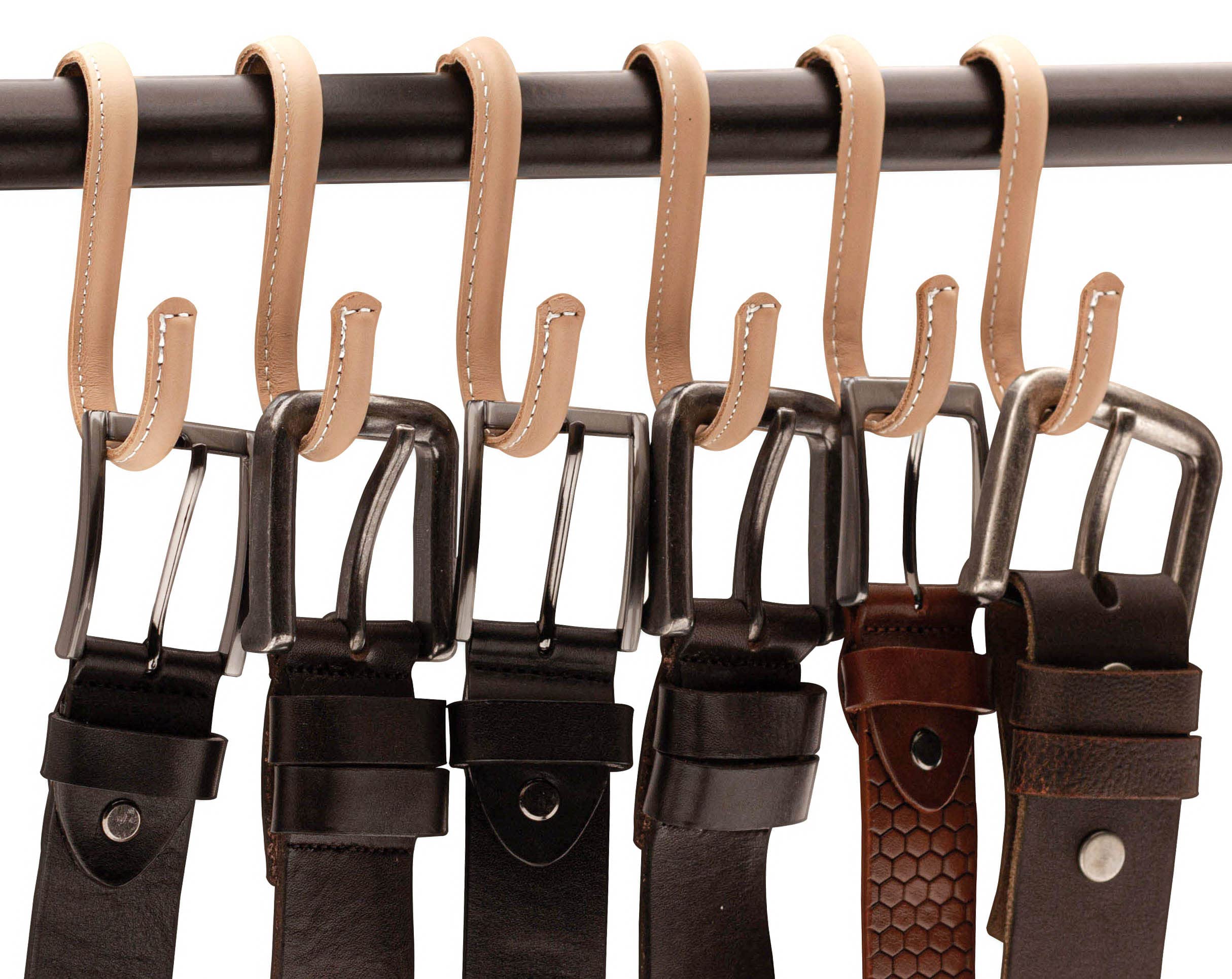 Brute Strength – S-Haken mit Lederummantelung – Natur – 12 Stück