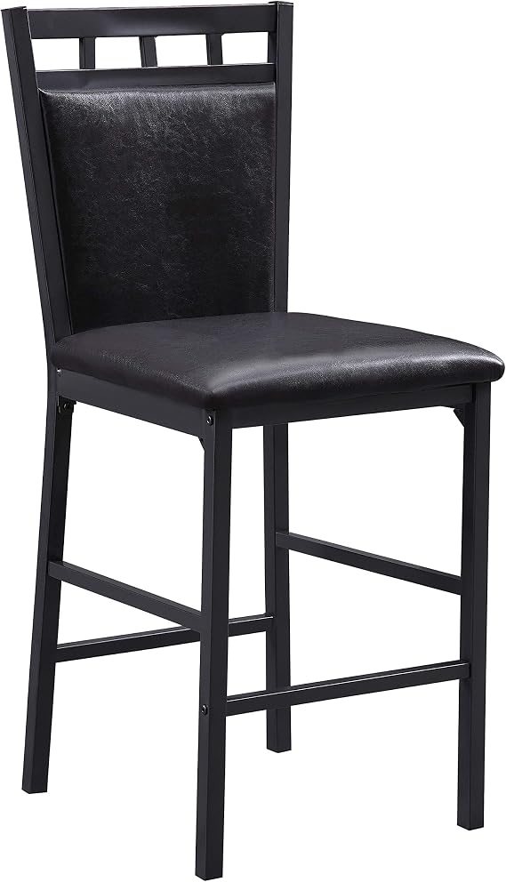 Lexicon Ellis 5-Piece Dining Table Set, Dining Room Table Set for 4, Counter Height Dining Table with 4 Metal Frame Chairs with Faux Leather Seats for Kitchen, Bar, Breakfast Nook, Small Space, Black