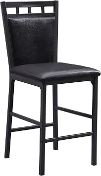 Lexicon Ellis 5-Piece Dining Table Set, Dining Room Table Set for 4, Counter Height Dining Table with 4 Metal Frame Chairs with Faux Leather Seats for Kitchen, Bar, Breakfast Nook, Small Space, Black