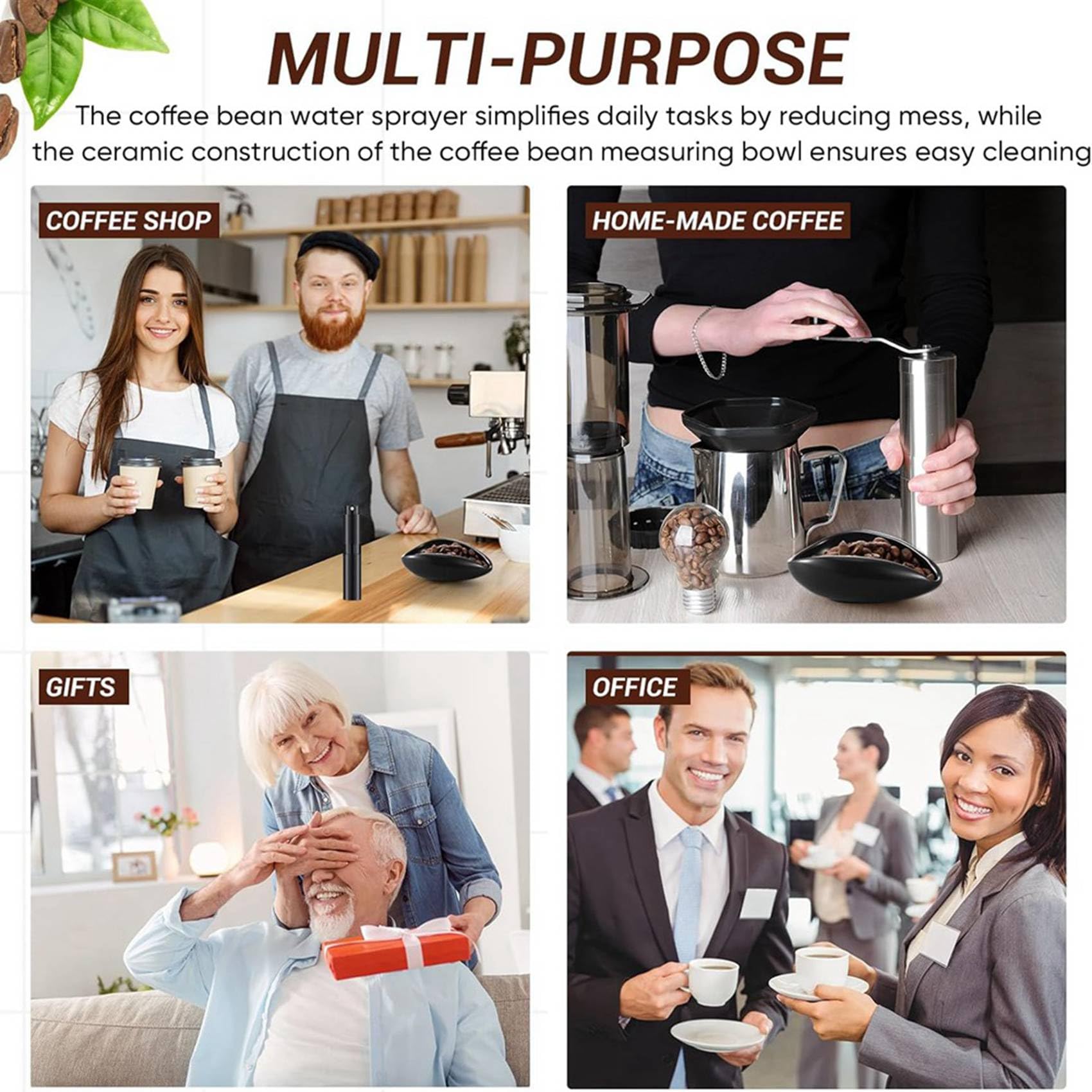 Coffee Bean Dosing Vessel — Ceramic 30g, Black Cafe Bar Accessory
