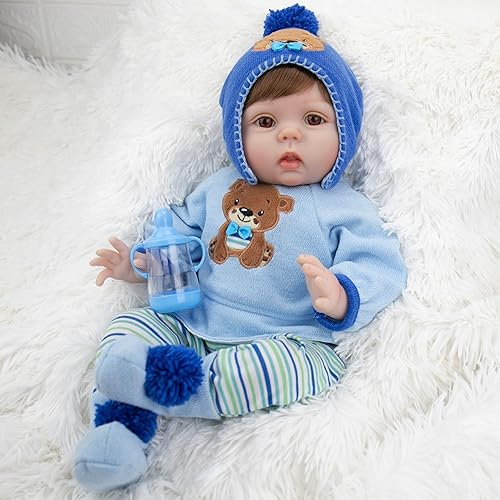 Miniatura 1 de EKOKIZ Muñeca de bebé realista de 22 pulgadas, muñeca de bebé recién nacido, cuerpo de tela suave, muñecas de bebé recién nacidas, lindo niño, ideal