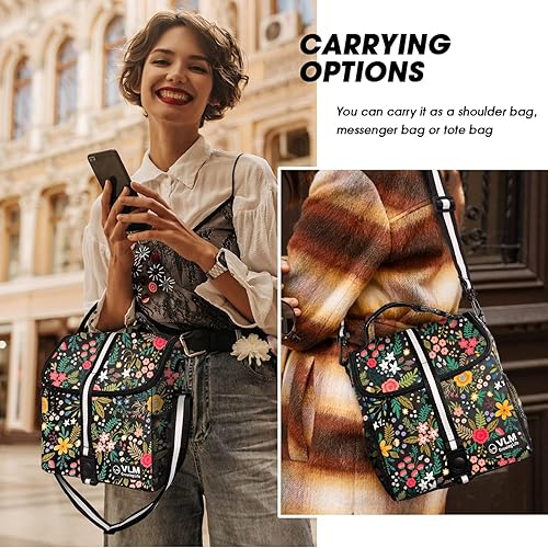 Miniatura 5 de VLM Lonchera para mujer, bolsa de almuerzo aislada para mujer con correa de hombro ajustable, bonita bolsa de almuerzo para el trabajo, picnic,