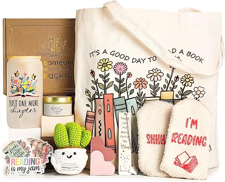 MHSMHL Book Lovers Gifts for Women, Gifts for Book Lovers Women, Bookish Gift for Readers, Reading Accessories Gift for Reading Club Present for Christmas Birthday White Elephant Secret Santa