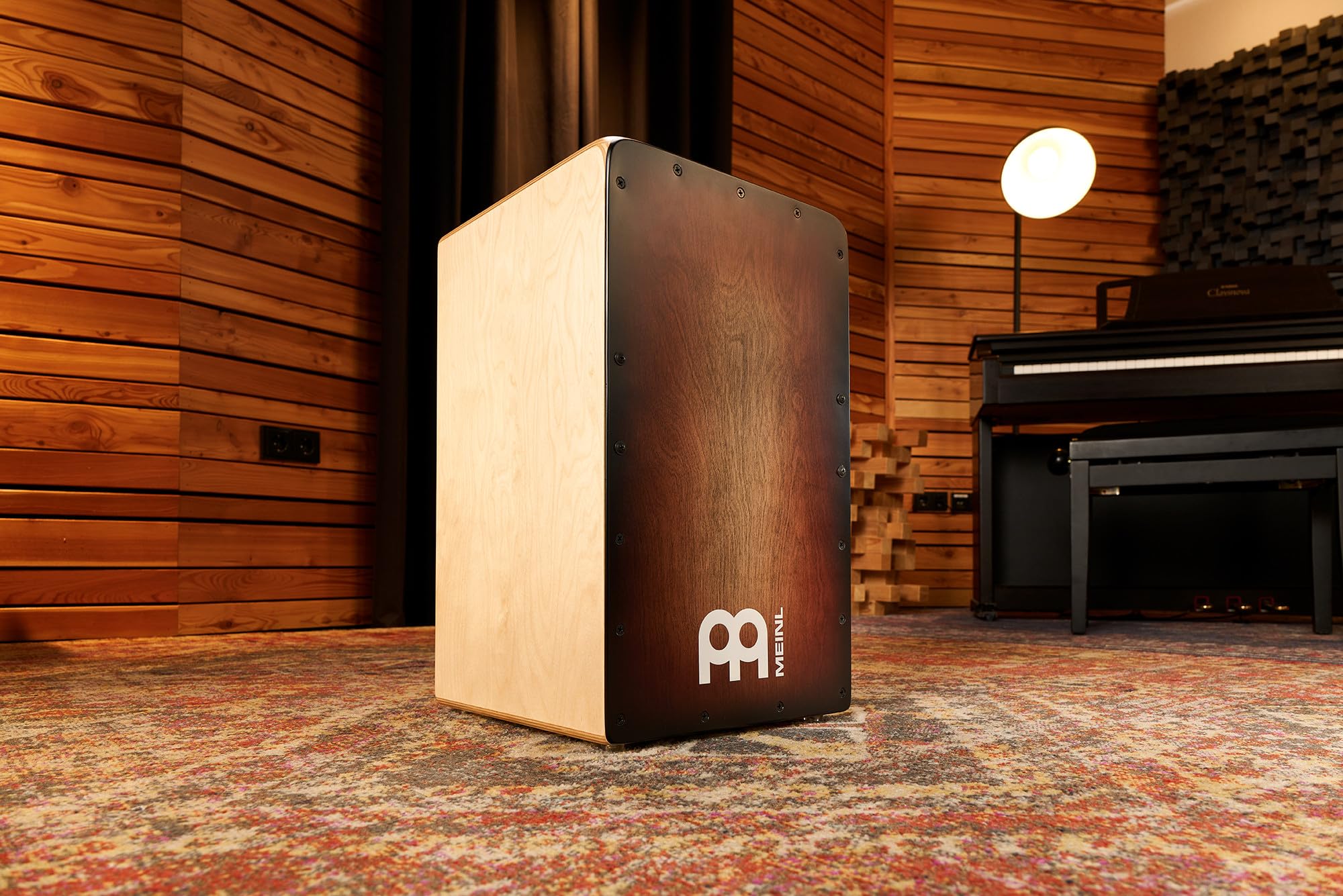 Meinl Percussion Woodcraft Cajon Instrument - Grande Drum Box con Suono Snare e Suono Basso Profondo - Superficie di Suono Espresso Burst (WC100EB)