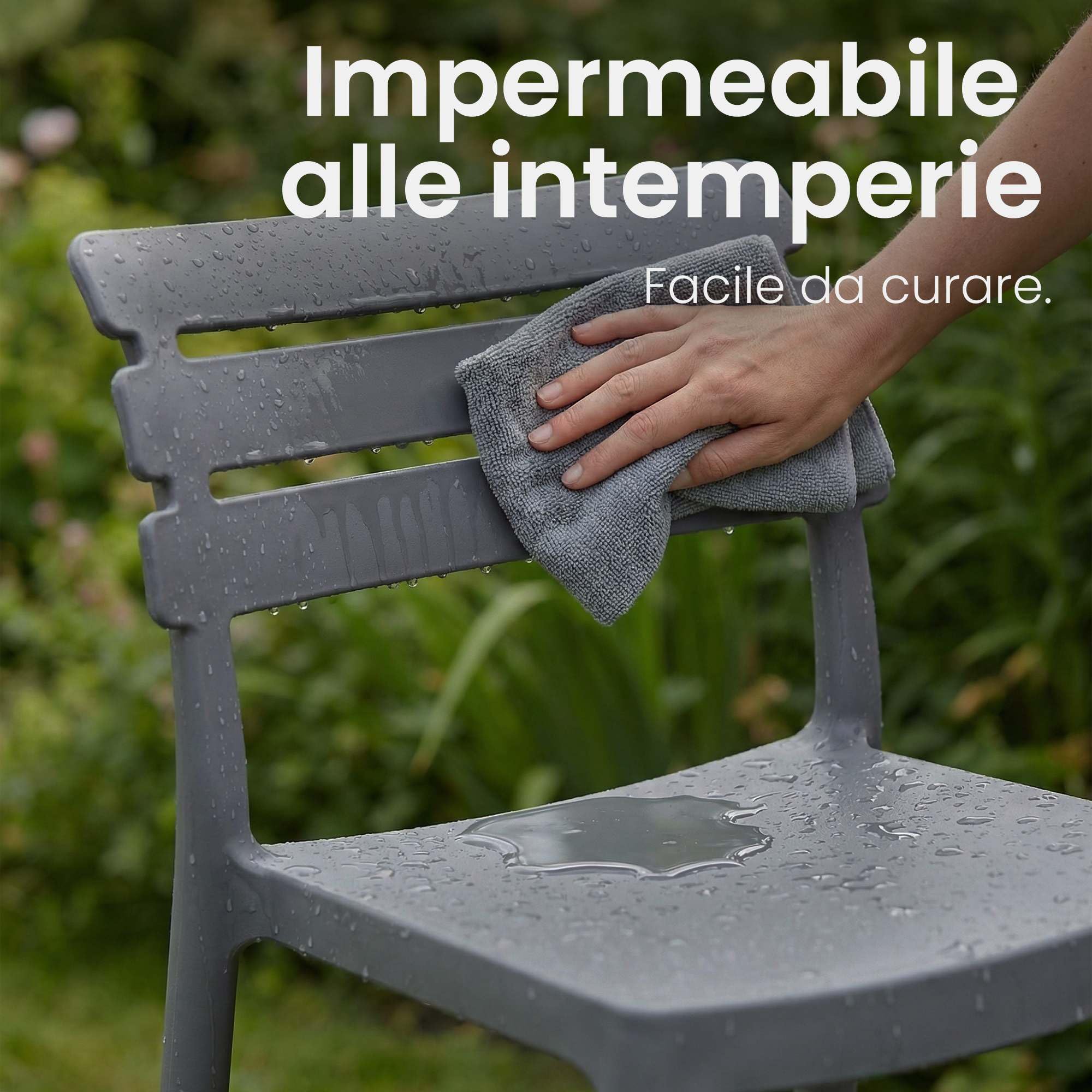 CLP Sgabello Alto con Schienale Rafan, Sgabello da Esterno in Plastica Resistente UV, 150 kg, Grigio Scuro