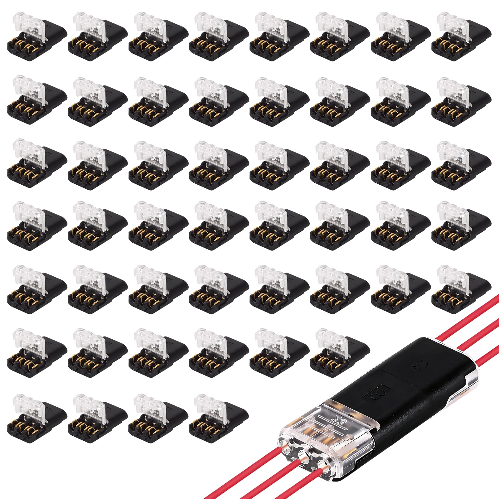 Conector rápido de cable eléctrico sin pelar de 3 pines para tiras de luces LED 8