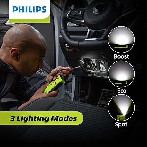 Miniatura 3 de Philips Xperion 6000 - Luz de trabajo LED recargable de bolsillo, linterna de mano profesional de 300 lúmenes con base magnética y gancho para