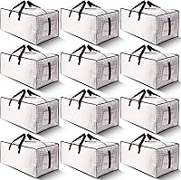 Vista 22 de Paquete de 4 bolsas de mudanza grandes y fuertes con cremalleras y asas de transporte, resistente al agua, bolsa de almacenamiento resistente