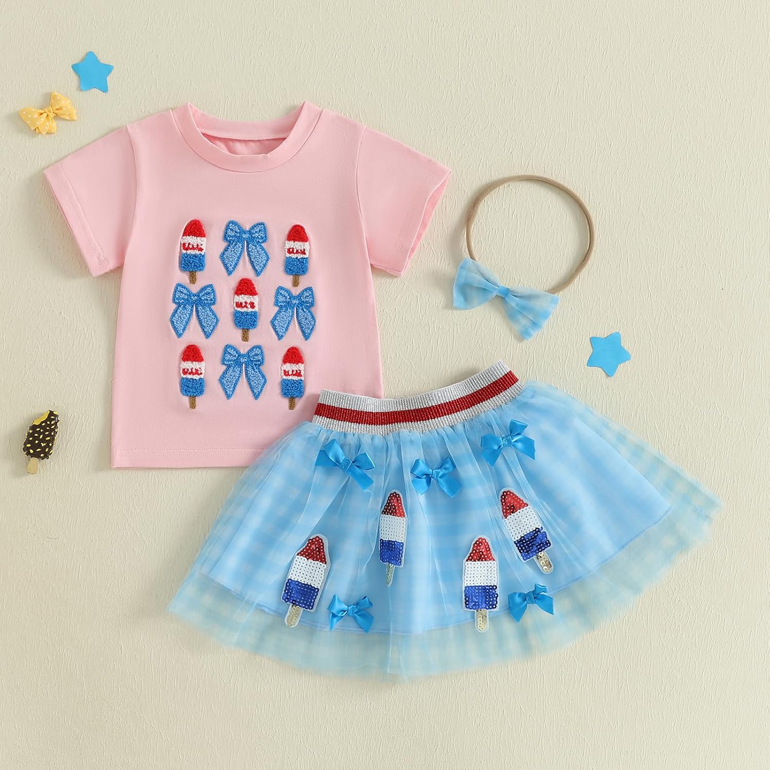 Toddler Baby Girl 4th Fourth of July Outfit USA Shirt Stars Memorial Tutu Skirt Set Little Girl Summer Clothes - Image 5