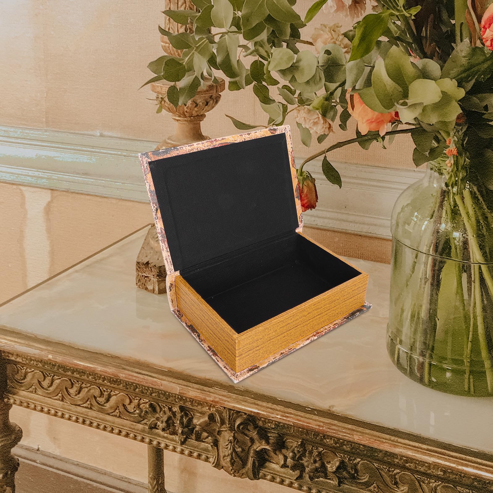 Didiseaon Caja Decorativa Retro Forma de Libro Falso Mediano, Caja de Almacenamiento de Madera Envejecida para Manualidades y Fotos, Accesorio Decorativo para Escritorio y Hogar
