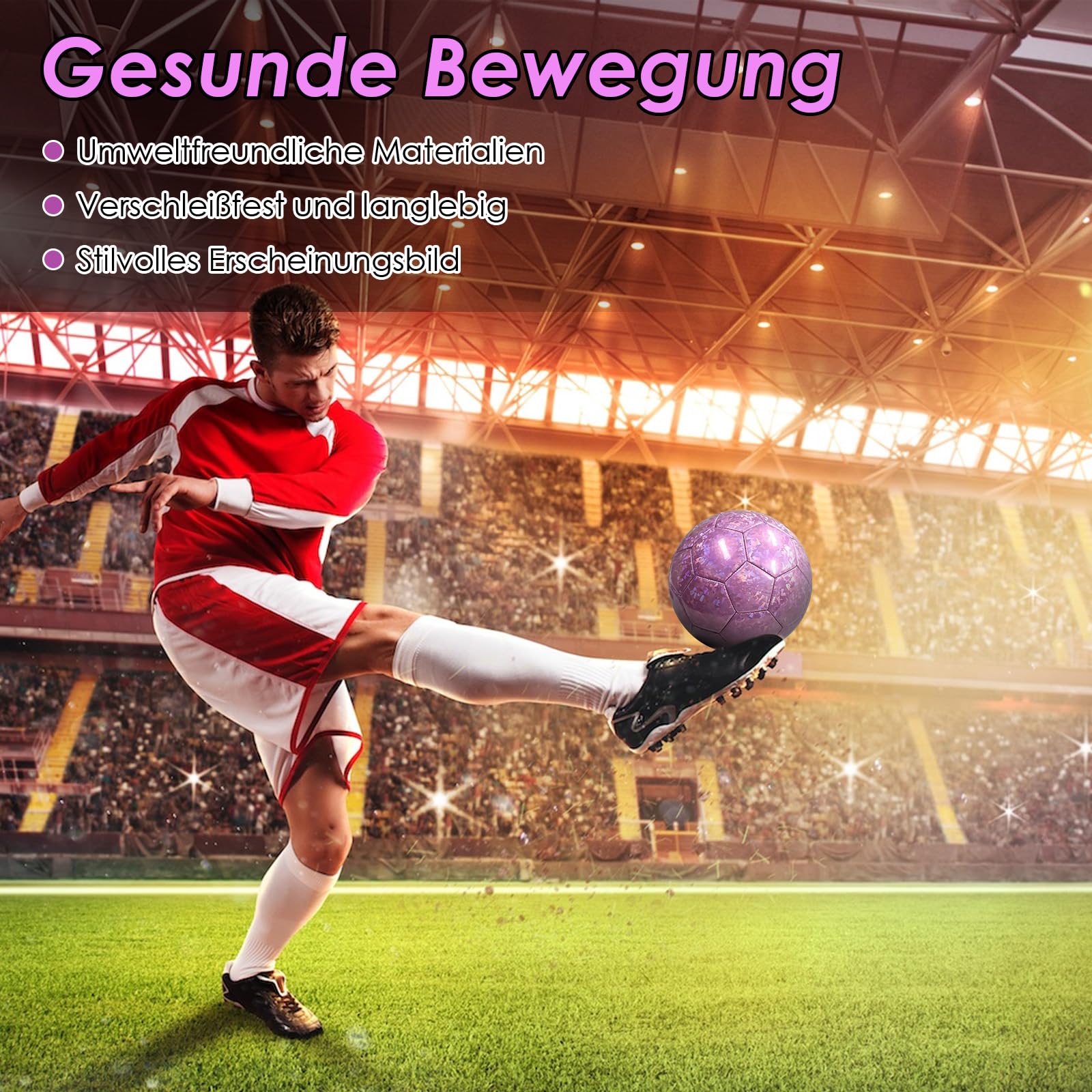KWJEIULSOQ Football Size 5, Purple, 2024 Ball, Size 5 for Children and Adults Outdoor, Indoor Training, 29.5 centimetri - Image 2