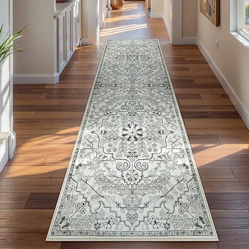 Miniatura 317 de Lahome Alfombra bohemia con medallón floral de 3 x 5 pies, suave, impresa, para baño, cocina, entrada, vestíbulo, vintage, antideslizante, lavable