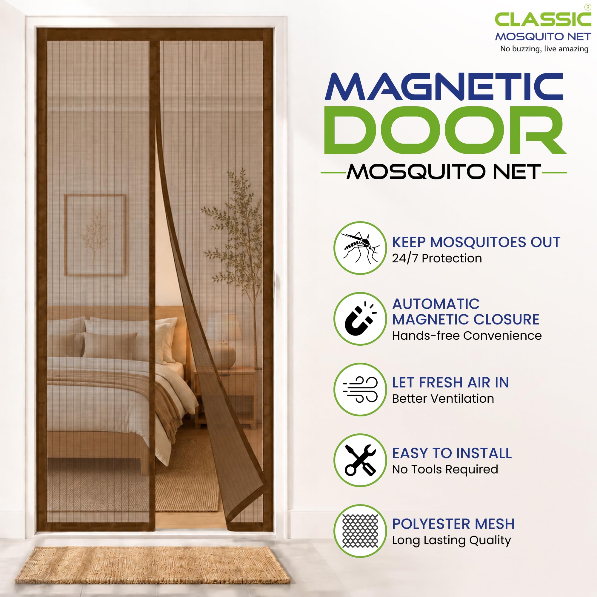 Magnetic Mosquito Net - Auto Close & Insect Protection -5 Magnetic Mosquito Net - Auto Close & Insect Protection -5