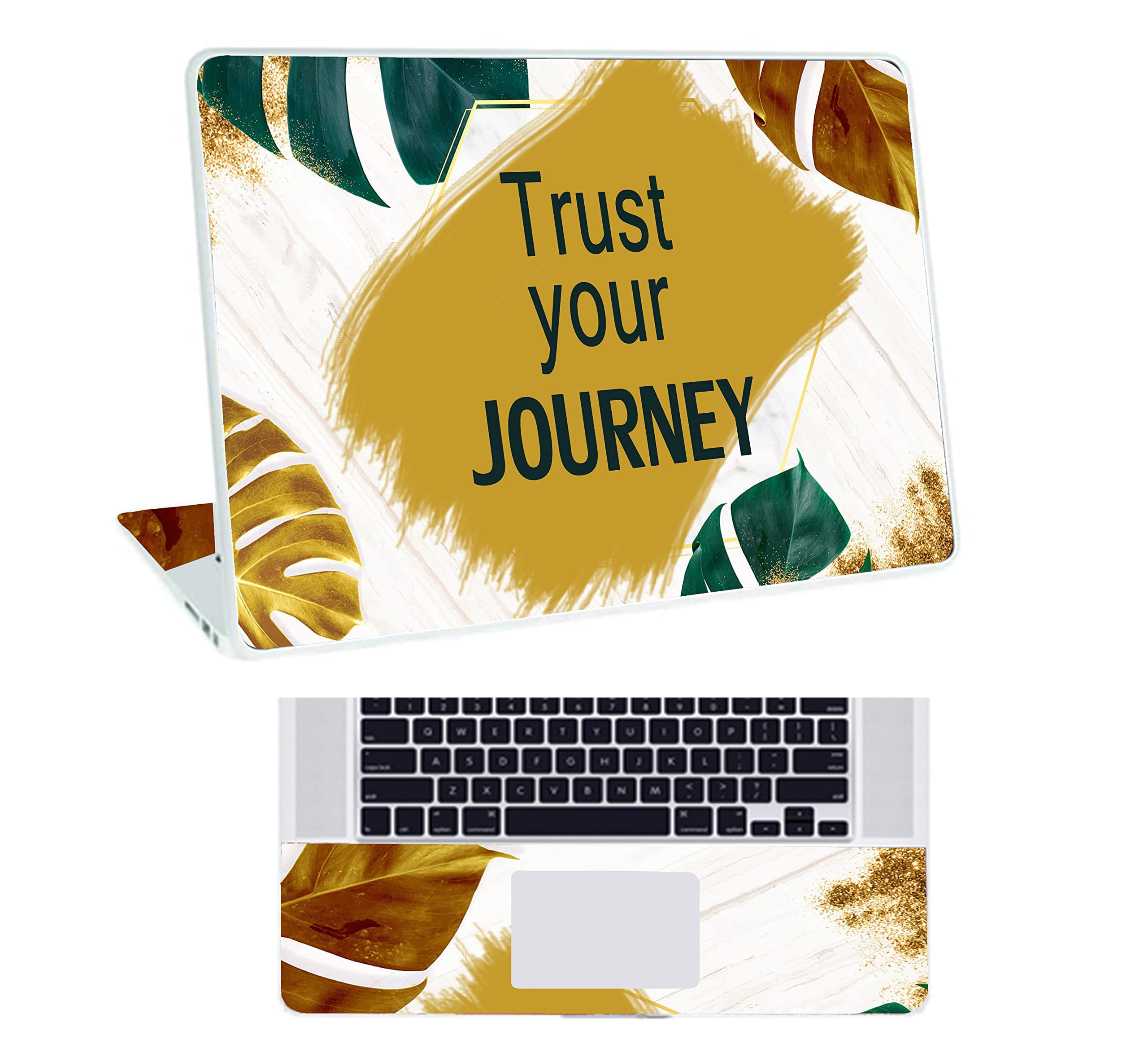 Inkykart Floral D27 Top+Wrist Pad Vinyl Laptop Skin/Sticker/Cover for 14 Inches Laptops Laminated-Removable-HD Quality Compatible for Hp-Dell-Sony-Lenovo-Asus etc.(13.8x9.6 Inches)