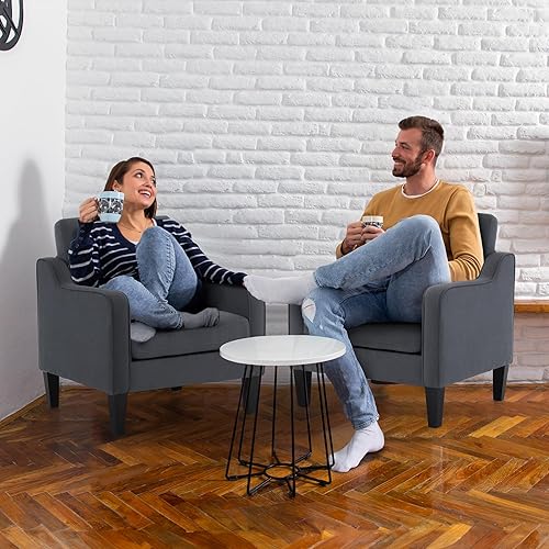 Miniatura 117 de VINGLI Silla decorativa moderna de mediados de siglo, sillas decorativas de tela beige para sala de estar, sillón tapizado, sofá con brazos