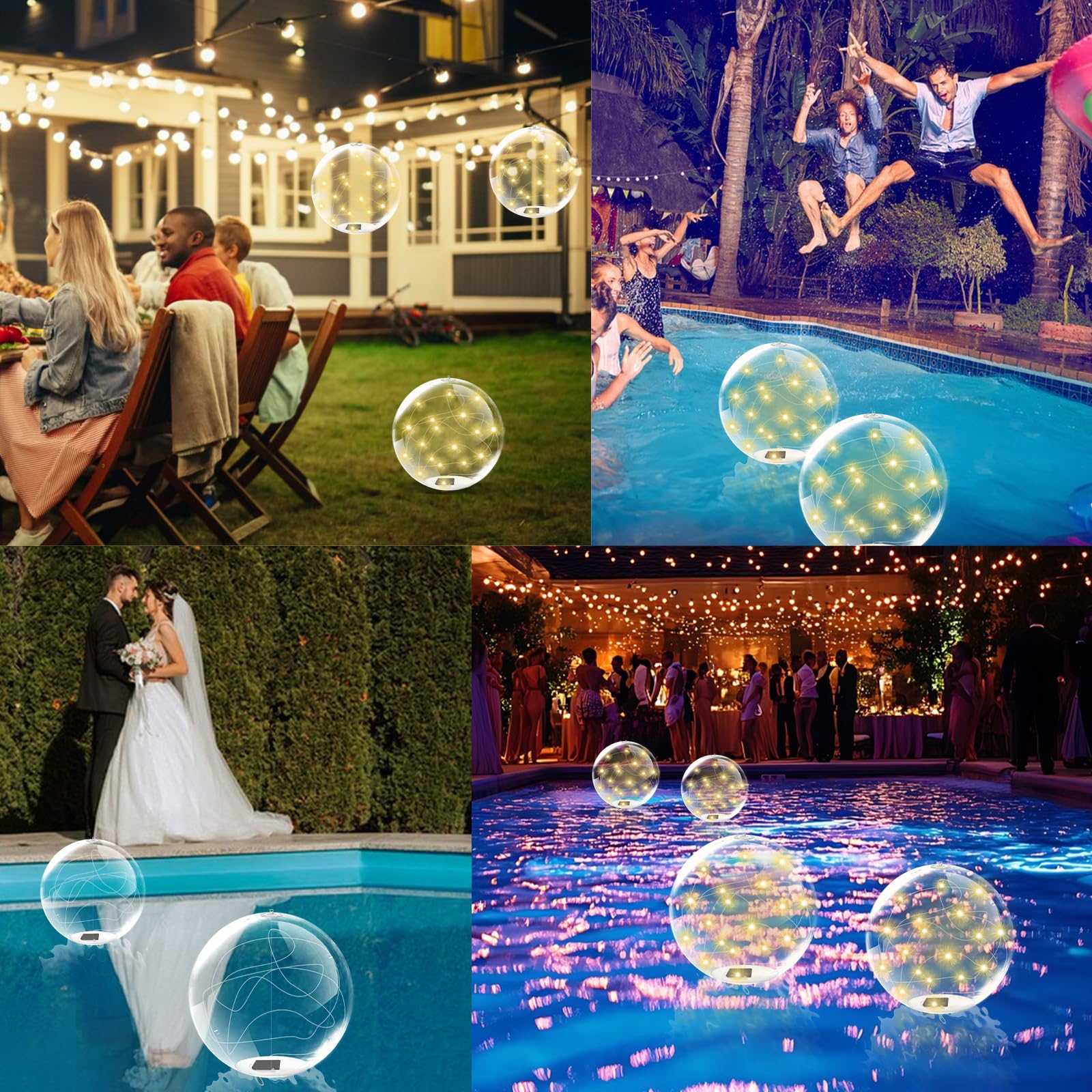 TWSOUL 2 luci solari galleggianti per piscina, 35 cm, Ip68, impermeabili, 16 colori con telecomando, sfera solare, decorazione per piscina, fontana, acquario (luce calda)